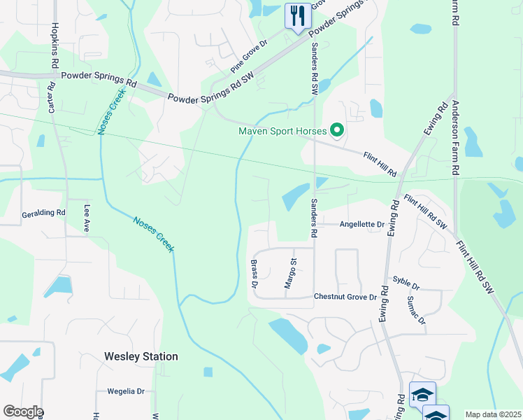 map of restaurants, bars, coffee shops, grocery stores, and more near 2804 Brass Way in Austell