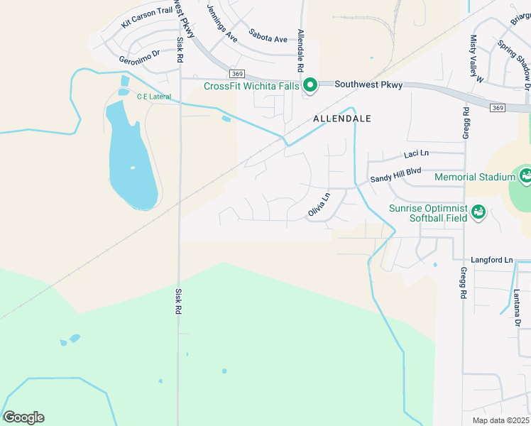 map of restaurants, bars, coffee shops, grocery stores, and more near 6214 Talon Trail in Wichita Falls