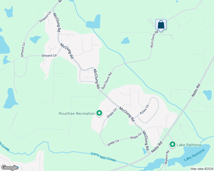 map of restaurants, bars, coffee shops, grocery stores, and more near 1411 Rich Davis Road in Hiram