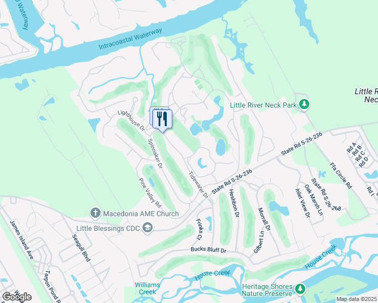 map of restaurants, bars, coffee shops, grocery stores, and more near 811 Villa Drive in North Myrtle Beach