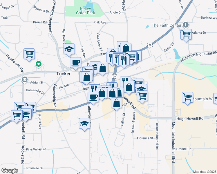 map of restaurants, bars, coffee shops, grocery stores, and more near 4226 Lawrenceville Highway in Tucker