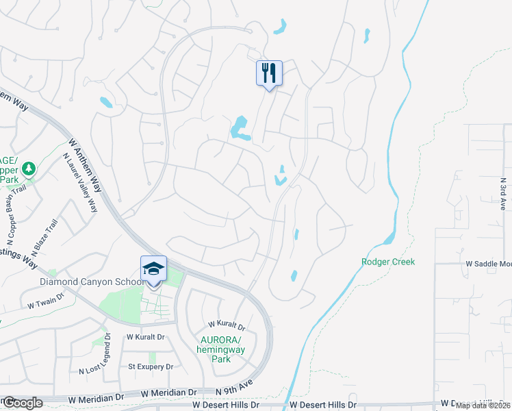 map of restaurants, bars, coffee shops, grocery stores, and more near 1634 West Ainsworth Drive in New River