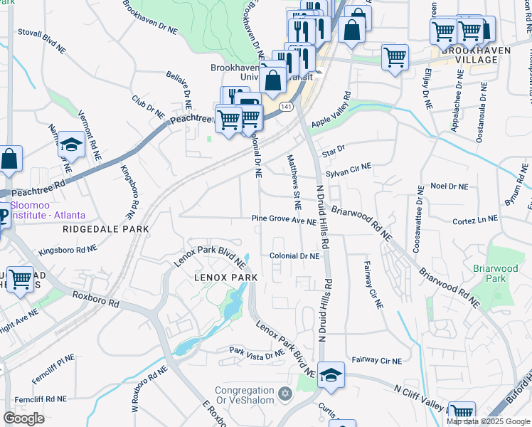 map of restaurants, bars, coffee shops, grocery stores, and more near 1157 Oglethorpe Avenue Northeast in Atlanta