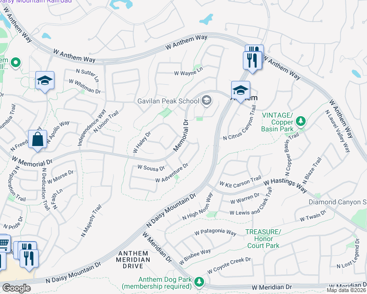 map of restaurants, bars, coffee shops, grocery stores, and more near 40528 North Cross Timbers Trail in New River