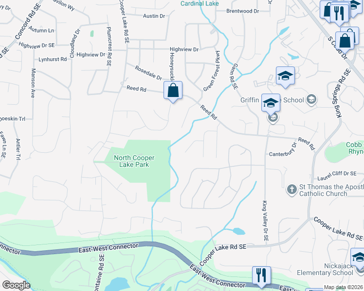 map of restaurants, bars, coffee shops, grocery stores, and more near 624 Green Valley Drive in Smyrna