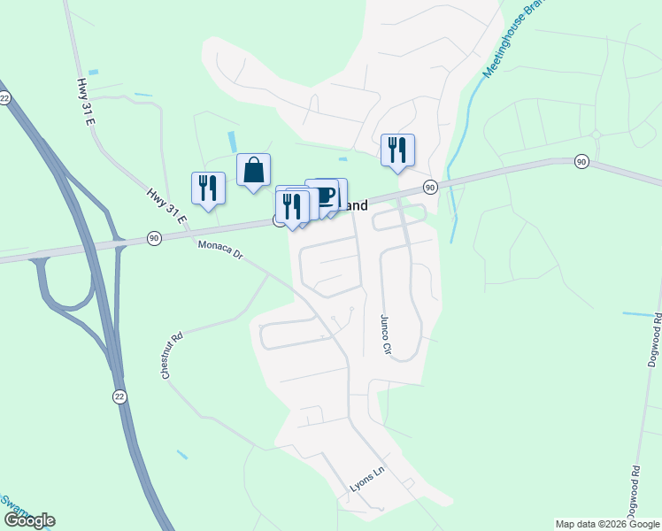map of restaurants, bars, coffee shops, grocery stores, and more near 406 Coco Plum Court in Longs