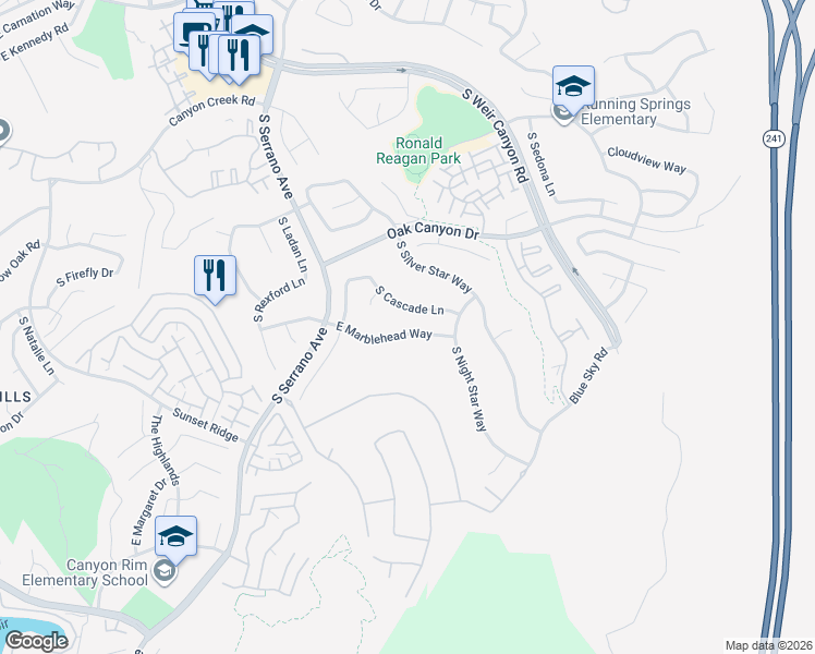 map of restaurants, bars, coffee shops, grocery stores, and more near 8247 East Marblehead Way in Anaheim