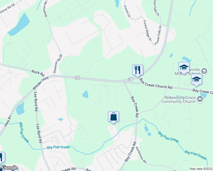 map of restaurants, bars, coffee shops, grocery stores, and more near 258 Lake Vista Drive in Loganville