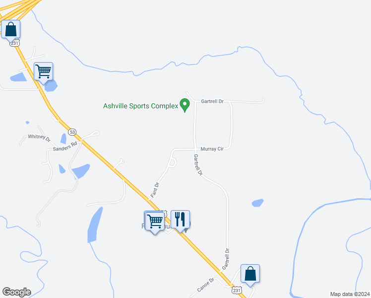 map of restaurants, bars, coffee shops, grocery stores, and more near 255 Fant Drive in Ashville