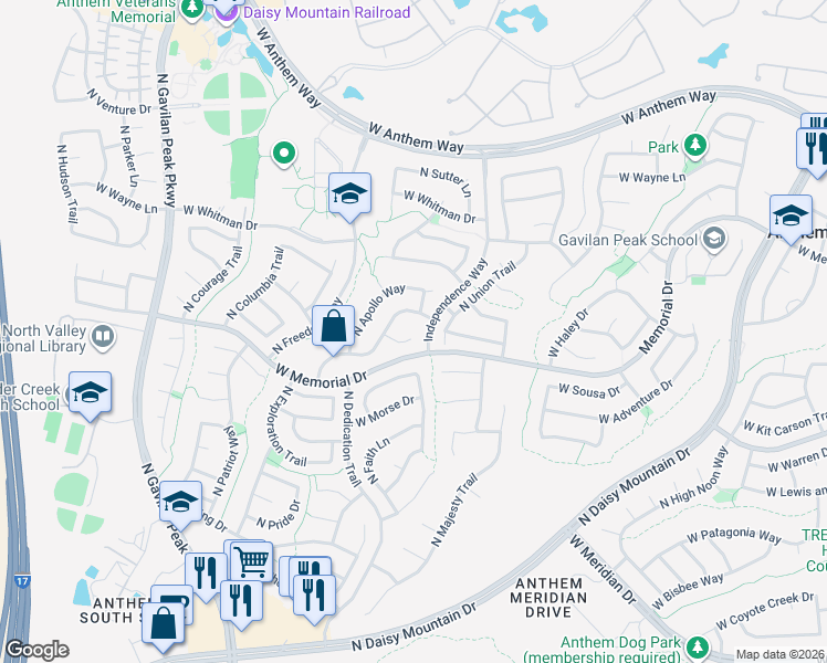map of restaurants, bars, coffee shops, grocery stores, and more near 3206 West Walden Court in New River