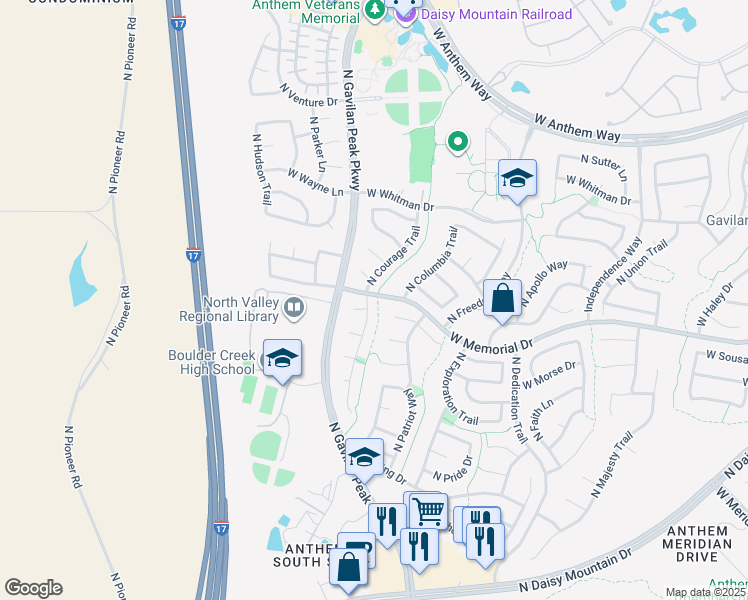 map of restaurants, bars, coffee shops, grocery stores, and more near 40613 North Acadia Court in New River