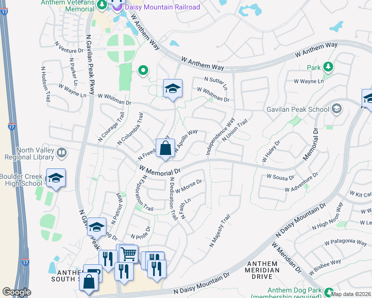 map of restaurants, bars, coffee shops, grocery stores, and more near 40604 North Territory Trail in New River