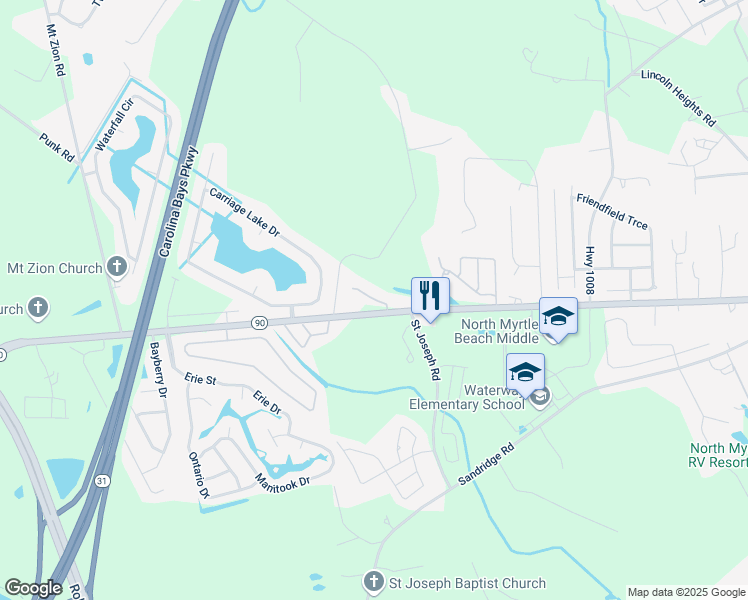 map of restaurants, bars, coffee shops, grocery stores, and more near Christy Way in Little River