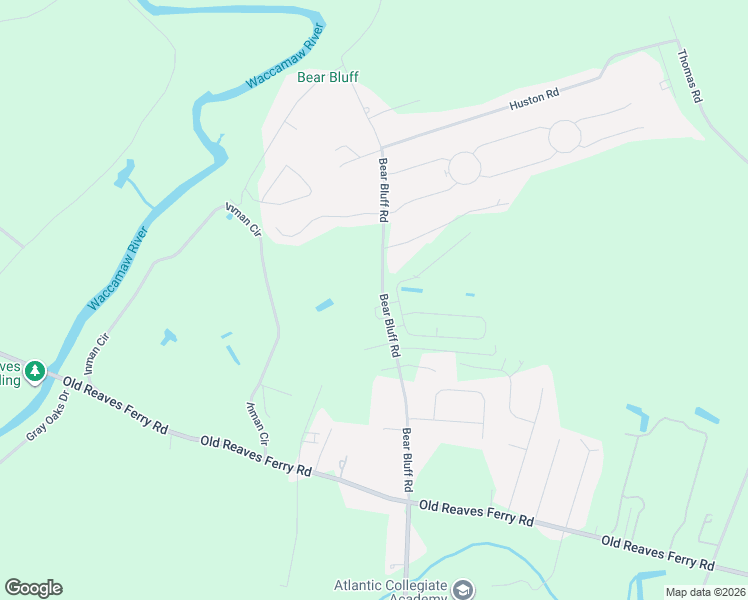 map of restaurants, bars, coffee shops, grocery stores, and more near 5805 Bear Bluff Road in Conway