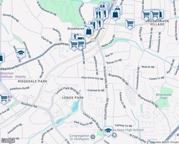 map of restaurants, bars, coffee shops, grocery stores, and more near 1157 Oglethorpe Avenue Northeast in Atlanta