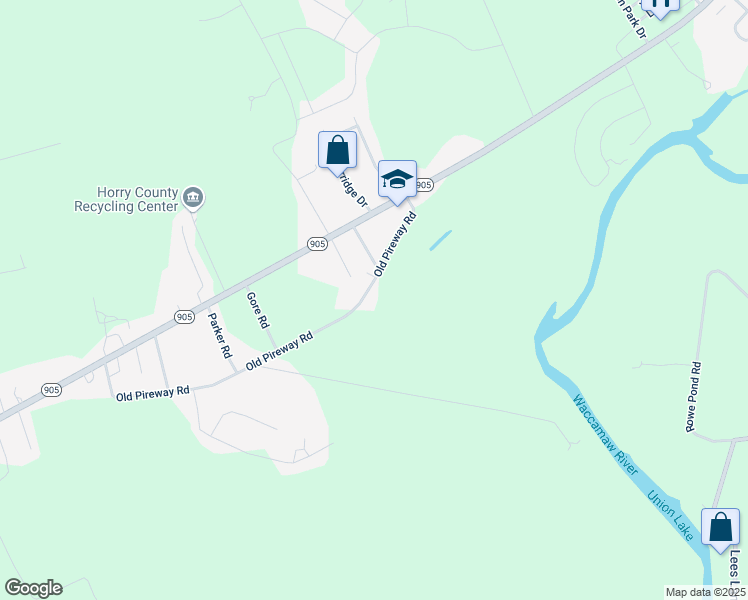 map of restaurants, bars, coffee shops, grocery stores, and more near 610 Old Pireway Road in Conway