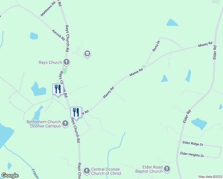 map of restaurants, bars, coffee shops, grocery stores, and more near 1158 Maxey Road in Bishop