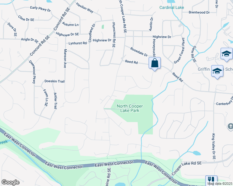 map of restaurants, bars, coffee shops, grocery stores, and more near 576 North Thomas Lane in Smyrna