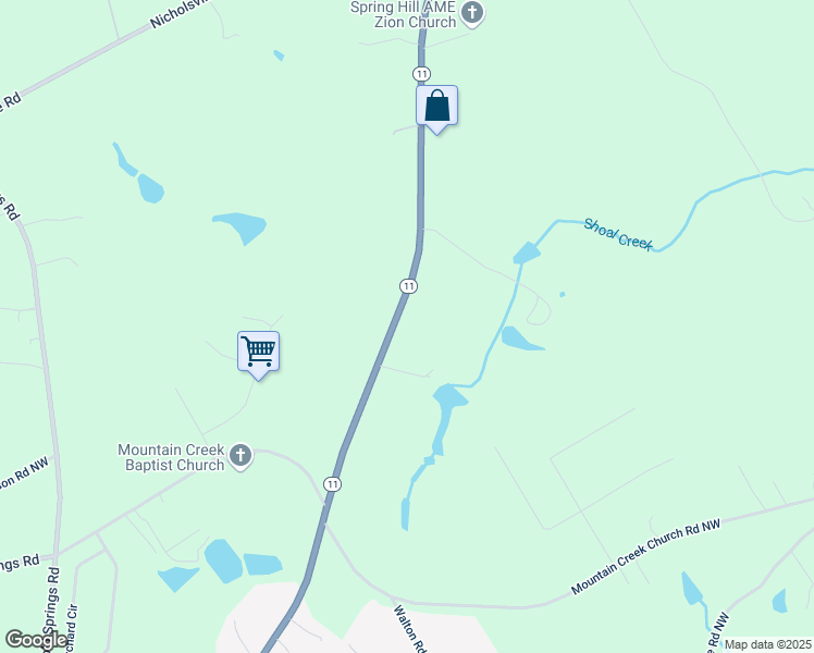 map of restaurants, bars, coffee shops, grocery stores, and more near 2225 Georgia 11 in Monroe