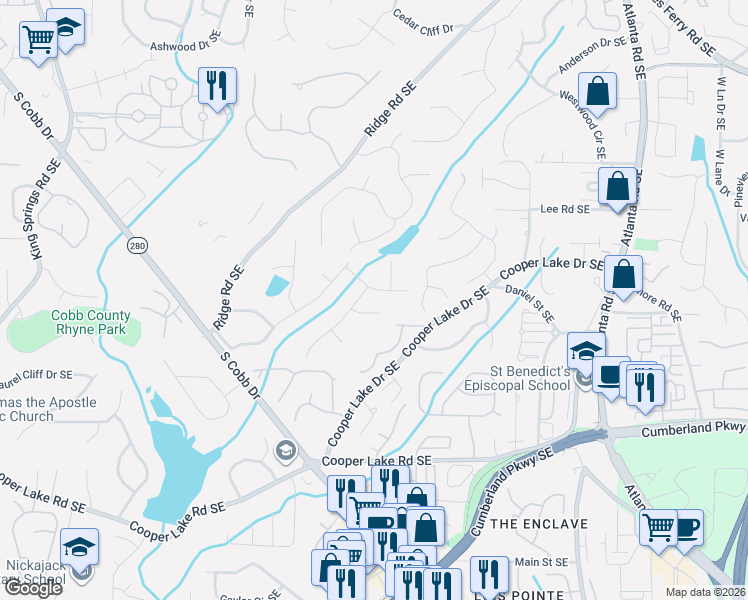 map of restaurants, bars, coffee shops, grocery stores, and more near 1786 Laurel Creek Trail in Smyrna