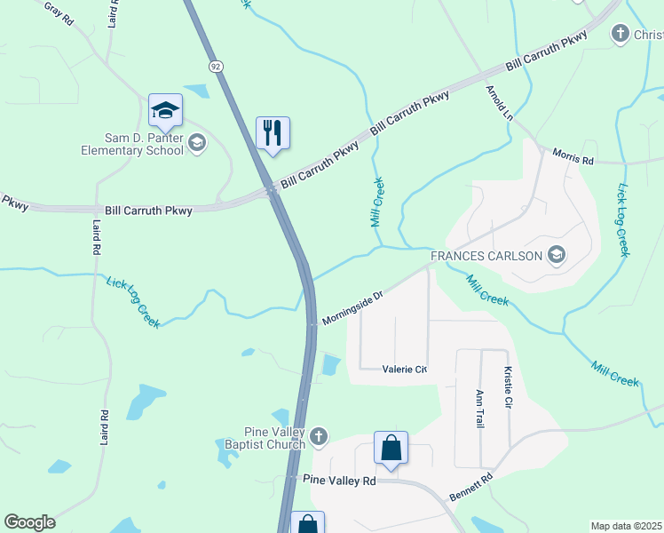 map of restaurants, bars, coffee shops, grocery stores, and more near 2681 Hiram Douglasville Highway in Hiram