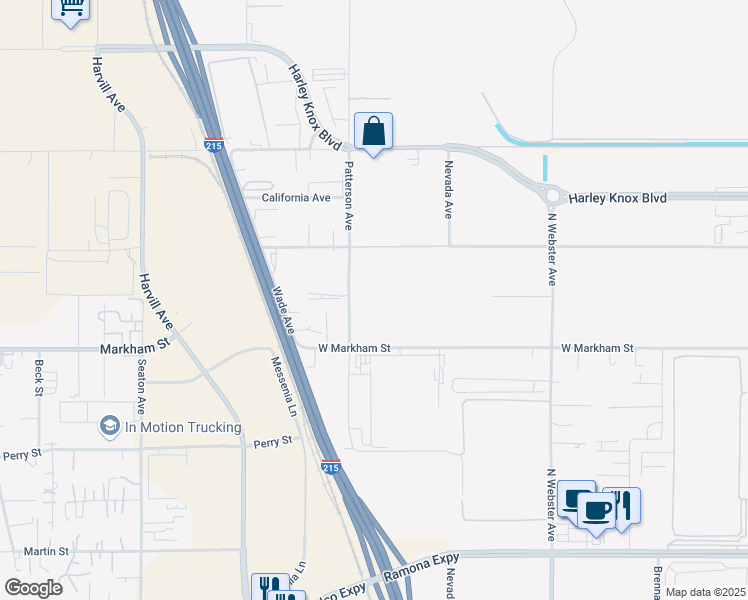 map of restaurants, bars, coffee shops, grocery stores, and more near 4413 Patterson Avenue in Perris