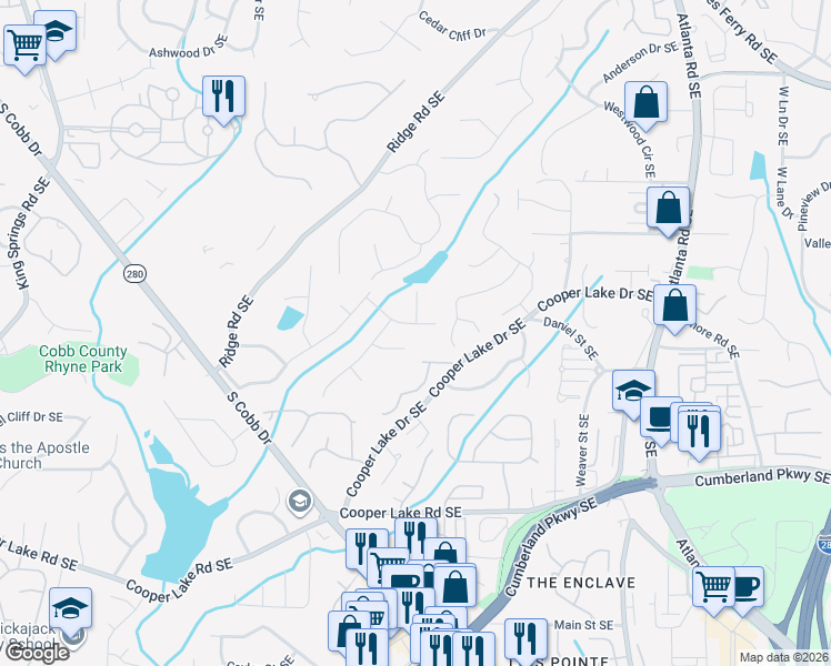 map of restaurants, bars, coffee shops, grocery stores, and more near 1786 Laurel Creek Trail in Smyrna