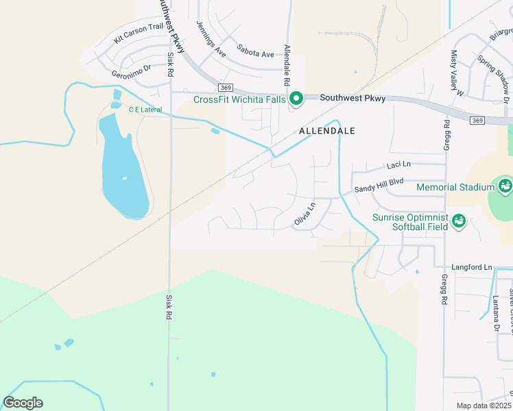 map of restaurants, bars, coffee shops, grocery stores, and more near 6214 Talon Trail in Wichita Falls