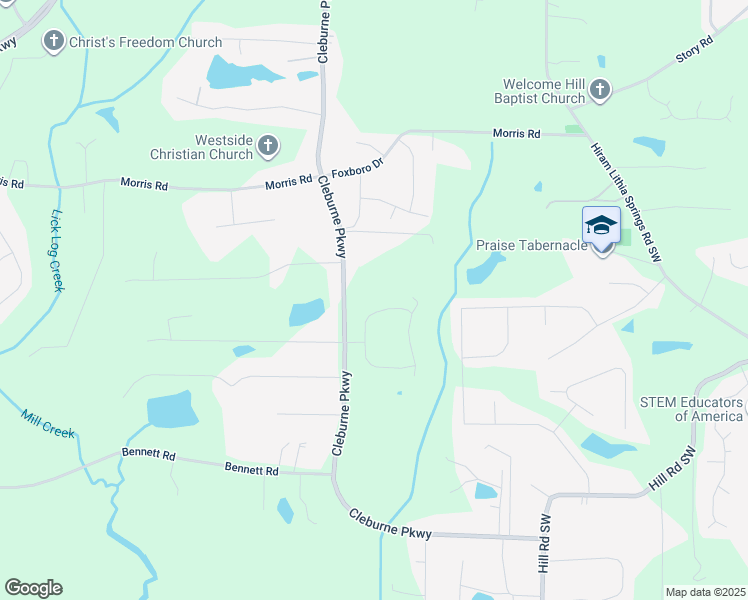 map of restaurants, bars, coffee shops, grocery stores, and more near 88 Bookout Loop in Powder Springs