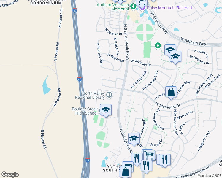 map of restaurants, bars, coffee shops, grocery stores, and more near 3719 West Memorial Drive in New River