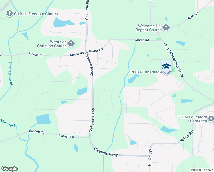 map of restaurants, bars, coffee shops, grocery stores, and more near 88 Bookout Loop in Powder Springs