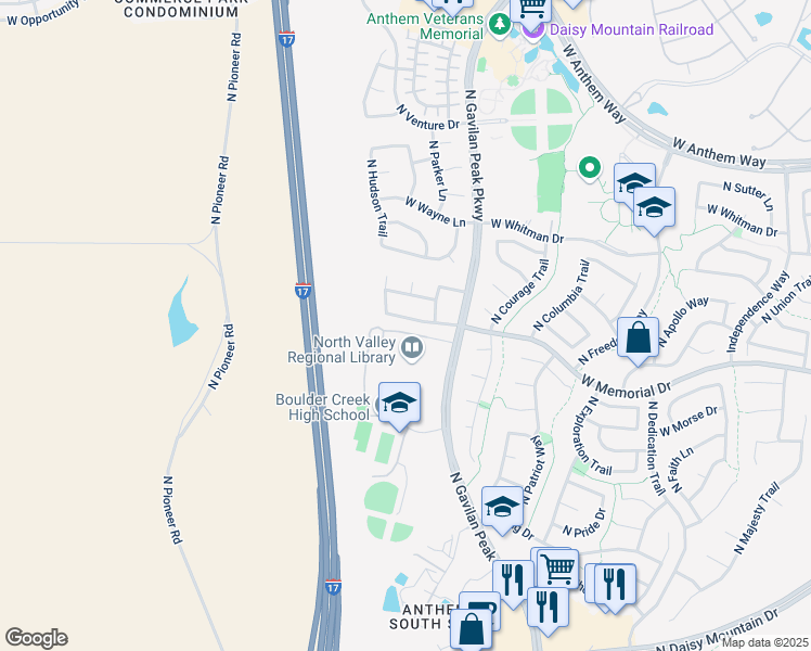 map of restaurants, bars, coffee shops, grocery stores, and more near 3719 West Memorial Drive in New River