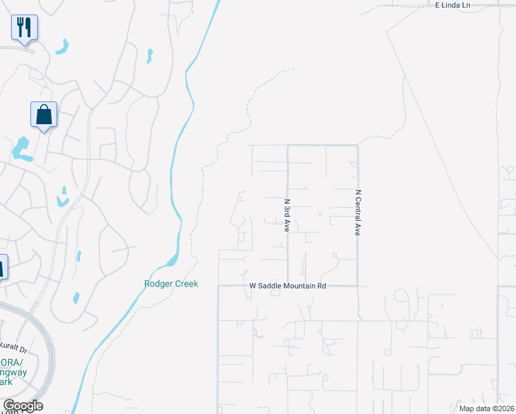 map of restaurants, bars, coffee shops, grocery stores, and more near 40526 North 3rd Avenue in Phoenix