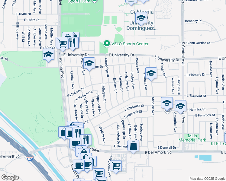 map of restaurants, bars, coffee shops, grocery stores, and more near 2 Carson Street in Carson