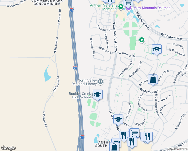 map of restaurants, bars, coffee shops, grocery stores, and more near 3751 West Memorial Drive in New River