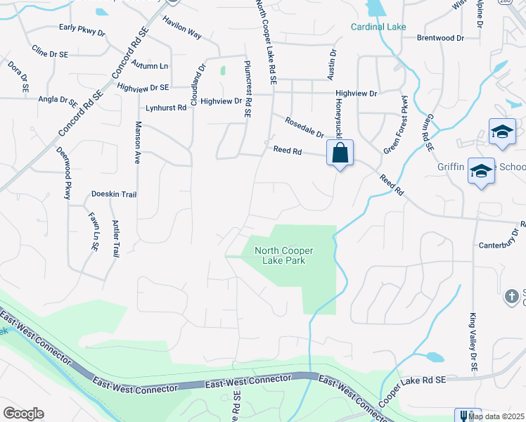 map of restaurants, bars, coffee shops, grocery stores, and more near 576 North Thomas Lane in Smyrna