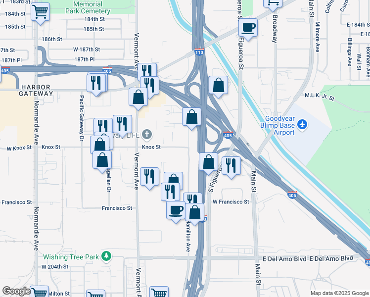 map of restaurants, bars, coffee shops, grocery stores, and more near 680 Knox Street in Torrance