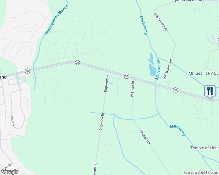 map of restaurants, bars, coffee shops, grocery stores, and more near 2505 Dogwood Road in Longs
