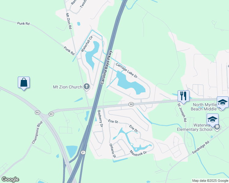 map of restaurants, bars, coffee shops, grocery stores, and more near 161 Carriage Lake Drive in Little River