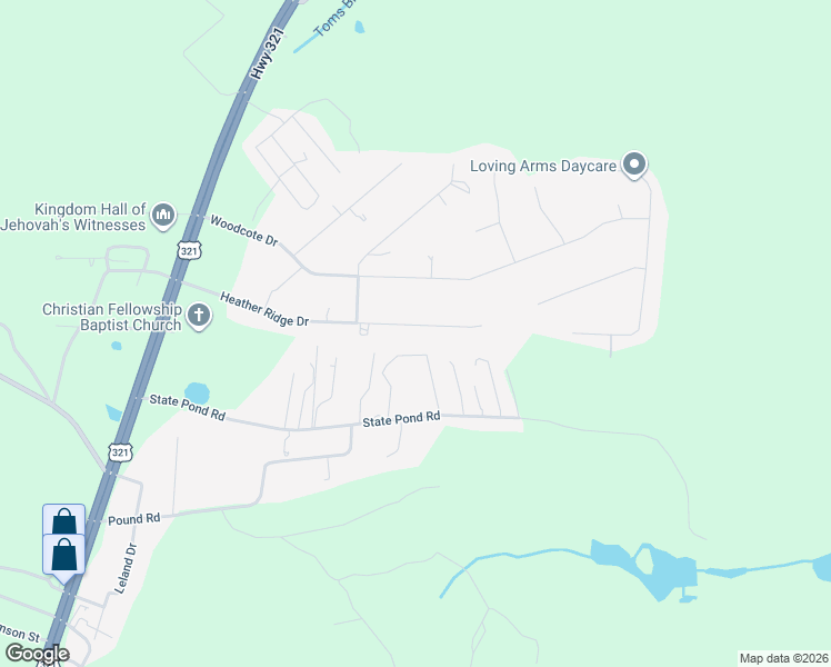 map of restaurants, bars, coffee shops, grocery stores, and more near 353 State Pond Road in Gaston