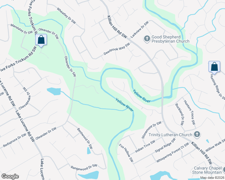 map of restaurants, bars, coffee shops, grocery stores, and more near 4150 Runnymede Drive Southwest in Lilburn