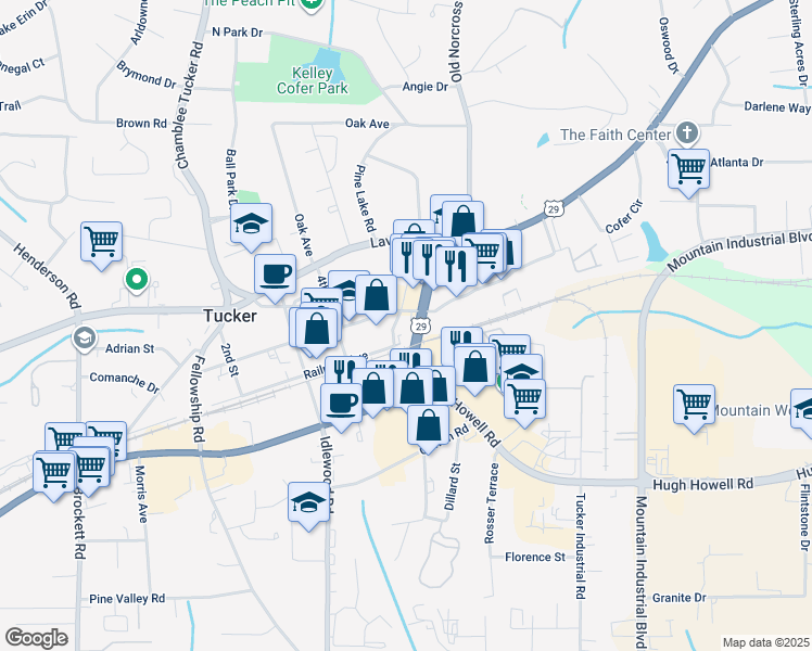 map of restaurants, bars, coffee shops, grocery stores, and more near 4226 Lawrenceville Highway in Tucker