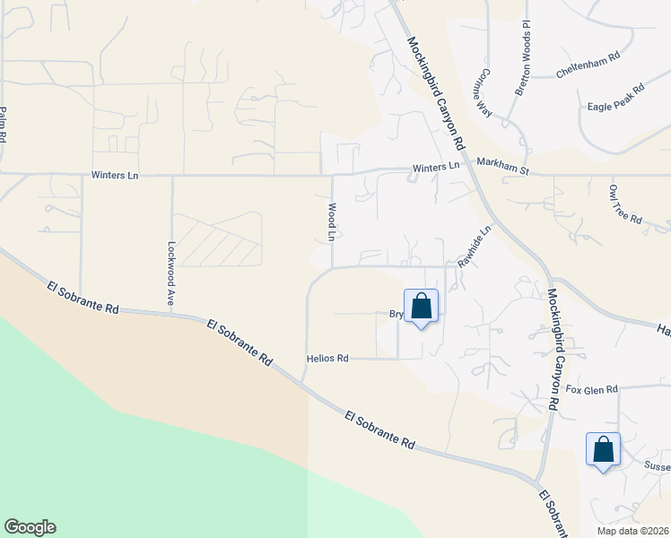 map of restaurants, bars, coffee shops, grocery stores, and more near 18210 Wood Lane in Riverside