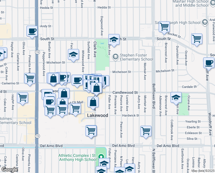 map of restaurants, bars, coffee shops, grocery stores, and more near 5323 Fidler Avenue in Lakewood