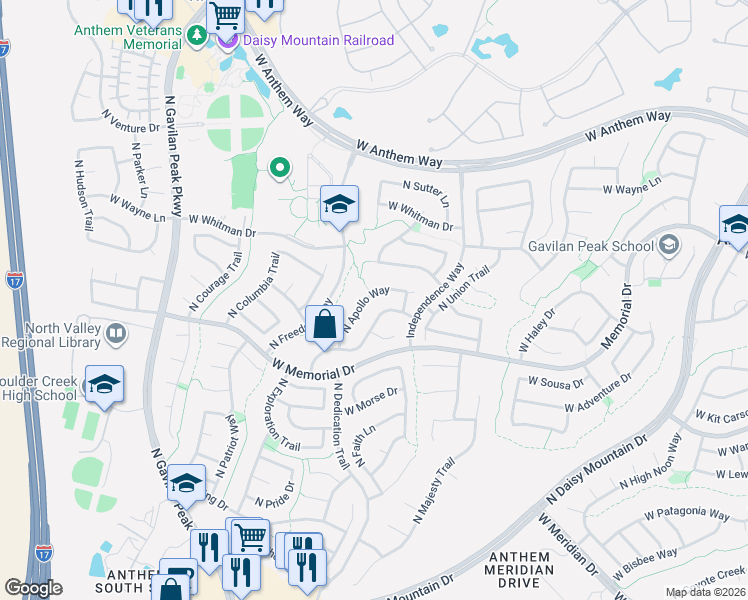 map of restaurants, bars, coffee shops, grocery stores, and more near 40725 North Capital Court in New River