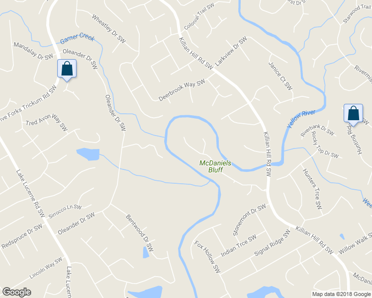 map of restaurants, bars, coffee shops, grocery stores, and more near 4150 Runnymede Drive Southwest in Lilburn