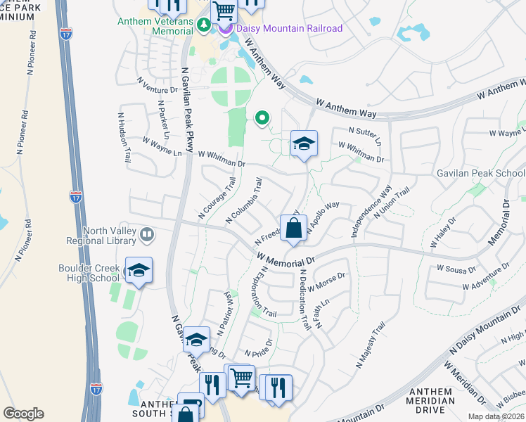 map of restaurants, bars, coffee shops, grocery stores, and more near 40738 North Robinson Drive in New River