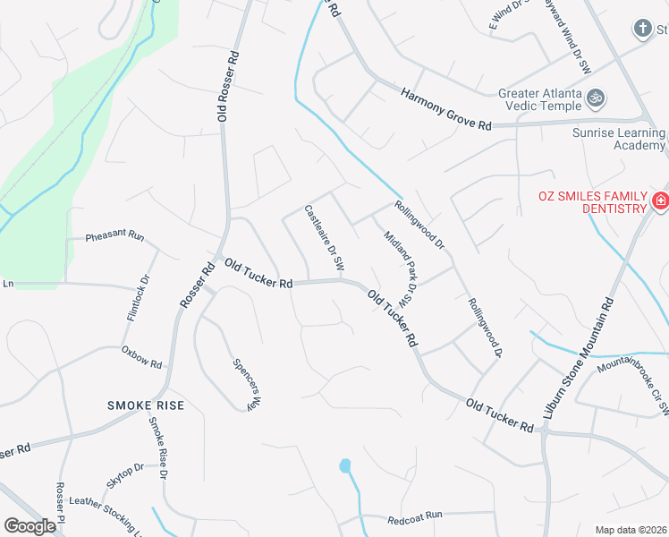 map of restaurants, bars, coffee shops, grocery stores, and more near 496 Castleaire Drive Southwest in Stone Mountain
