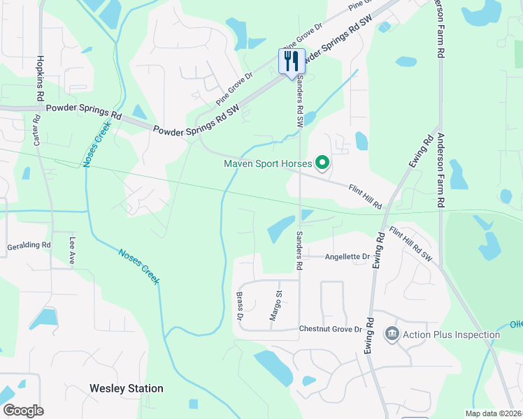 map of restaurants, bars, coffee shops, grocery stores, and more near 4217 Brass Trail in Austell
