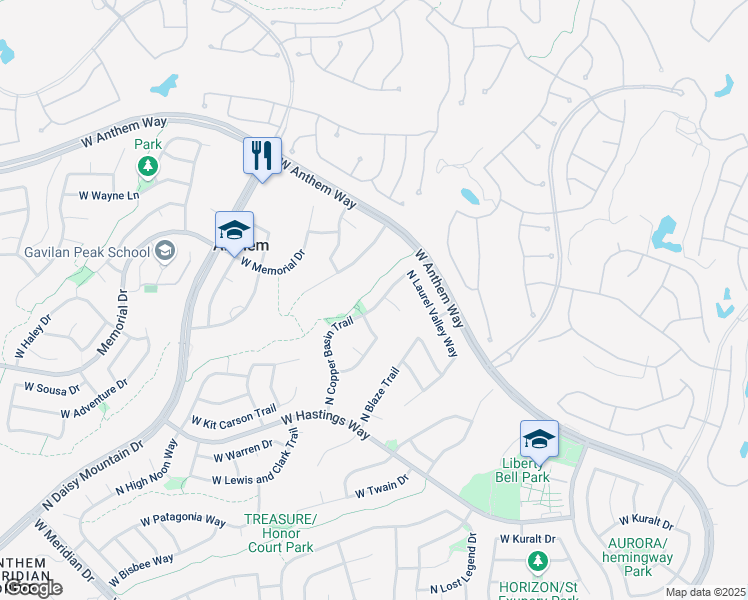 map of restaurants, bars, coffee shops, grocery stores, and more near 40718 North Copper Basin Trail in Phoenix